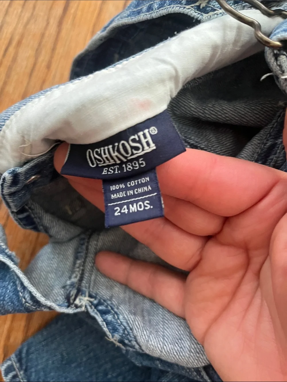 OshKosh B'gosh Denim Overalls with Yellow Tractor Patch